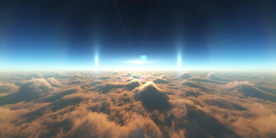Heaven, sunset over the clouds Stock Illustration