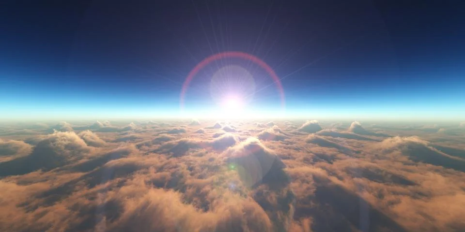 Heaven, sunset over the clouds Stock Illustration