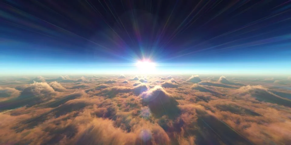 Heaven, sunset over the clouds Stock Illustration