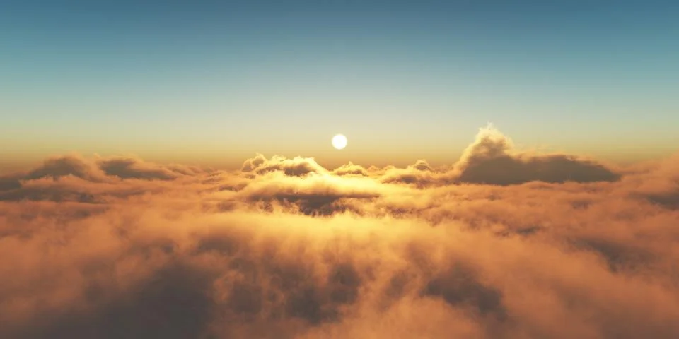 Heaven, sunset over the clouds Illustrazione stock