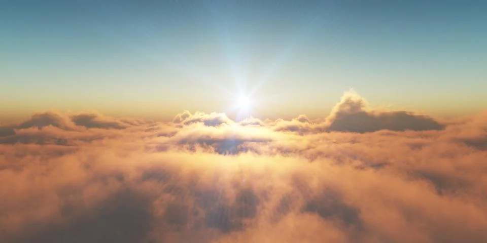 Heaven, sunset over the clouds Stock Illustration