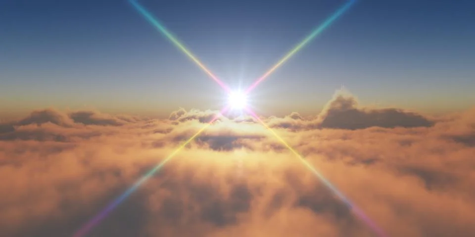 Heaven, sunset over the clouds Illustrazione stock