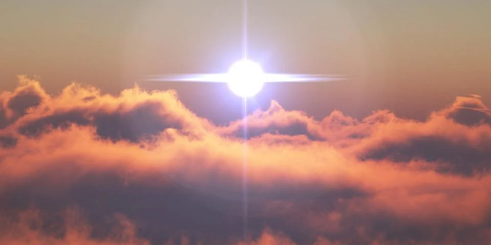 Heaven, sunset over the clouds Stock Illustration