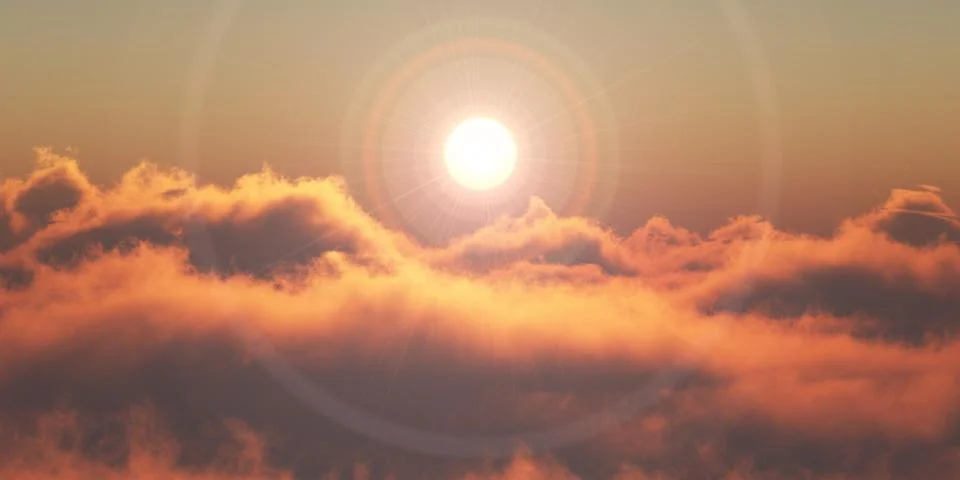 Heaven, sunset over the clouds Illustrazione stock