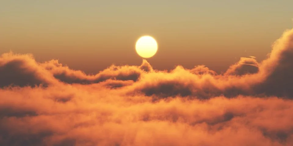 Heaven, sunset over the clouds Stock Illustration