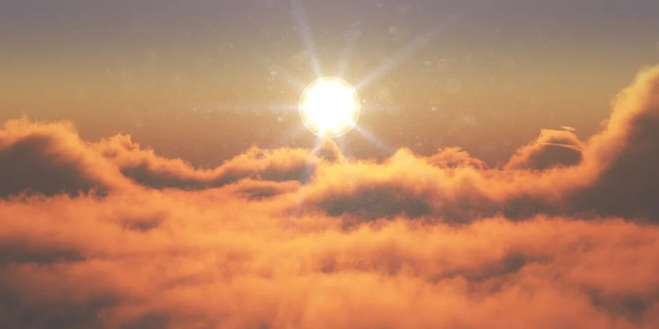 Heaven, sunset over the clouds Illustrazione stock