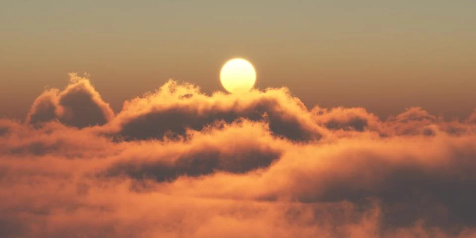 Heaven, sunset over the clouds Stock Illustration