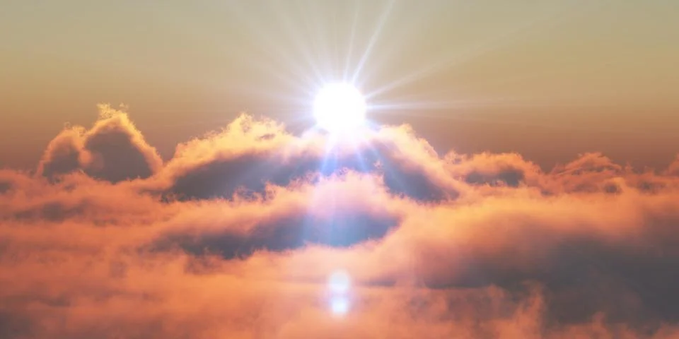 Heaven, sunset over the clouds Stock Illustration