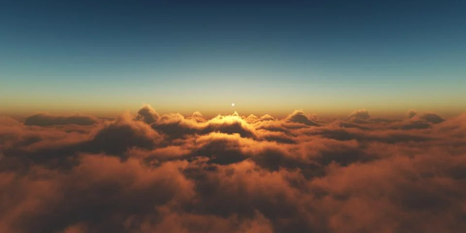 Heaven, sunset over the clouds Stock Illustration
