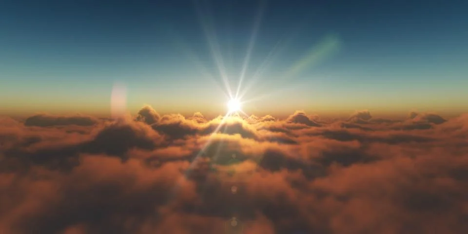 Heaven, sunset over the clouds Stock Illustration