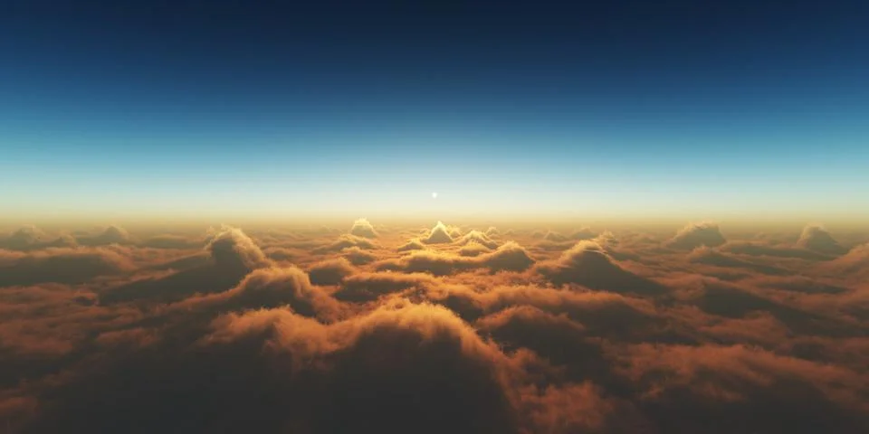 Heaven, sunset over the clouds Stock Illustration
