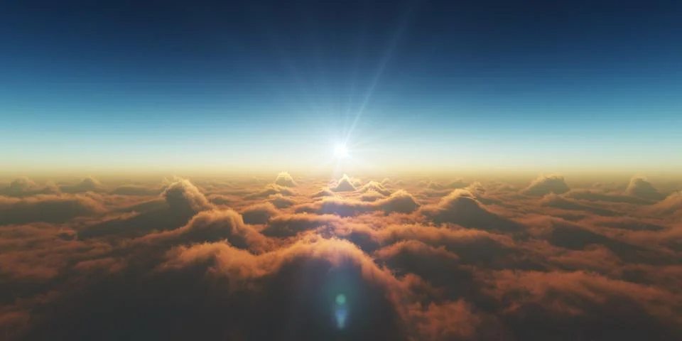 Heaven, sunset over the clouds Stock Illustration