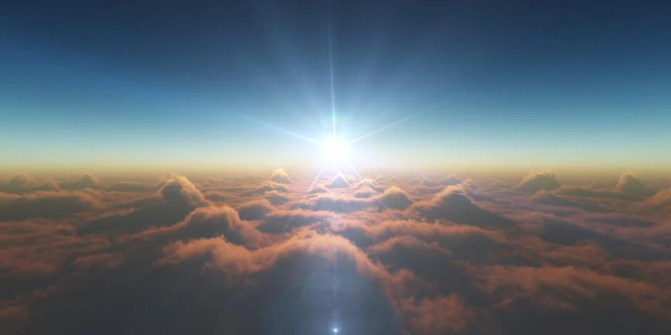 Heaven, sunset over the clouds Stock Illustration