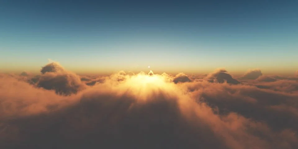 Heaven, sunset over the clouds Stock Illustration
