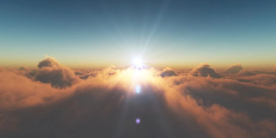 Heaven, sunset over the clouds Illustrazione stock