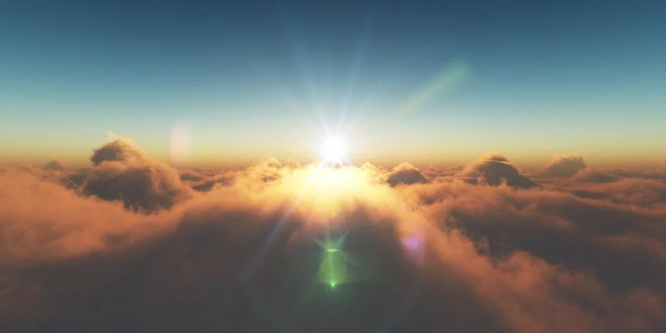 Heaven, sunset over the clouds Illustrazione stock