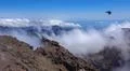 Heavenly clouds on rocky mountain peak in La Palma island Photo