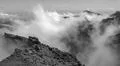 Heavenly clouds on rocky mountain peak in La Palma island Photo