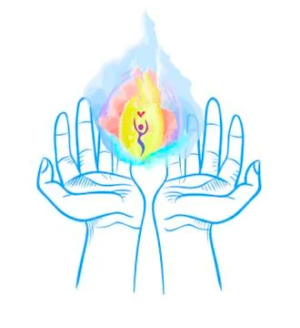 Heavenly fire in the hands Stock Illustration