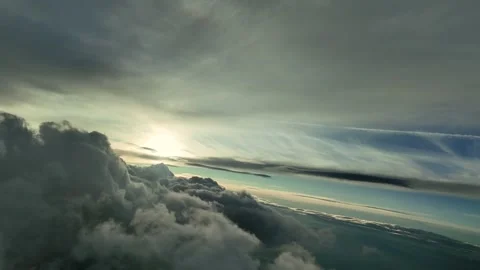 Heavenly Light Breaking Through Ethereal Clouds. Aerial Footage Taken From A Vídeos de archivo 332437221