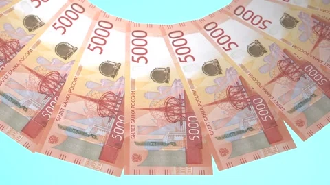 Heavenly Looping 5000 Design Ruble Curency of Russia. Vídeos de archivo 309459404
