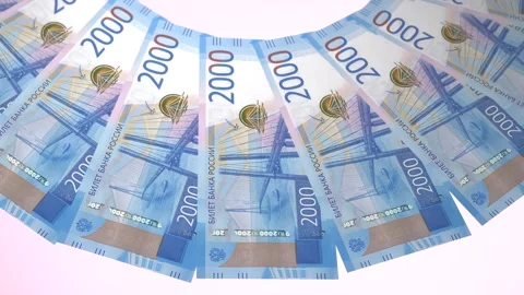 Heavenly Looping Design 2000 Ruble Curency of Russia. Vídeos de archivo 309458772