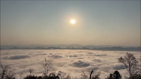 Heavenly View Above the Clouds Epic Time-lapse of Rolling Cloud Sea with Sun Stock Footage 328334400
