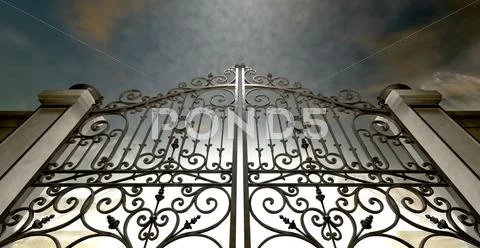 Heavens closed ornate gates Stock Illustration