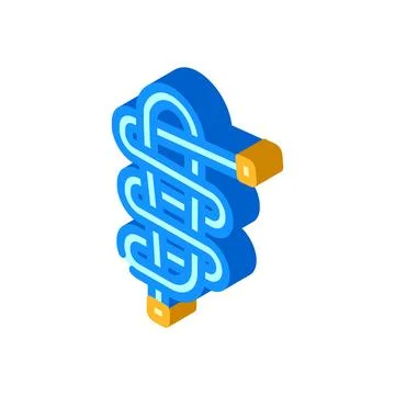 Heaving line knot nautical isometric icon vector illustration Stock Illustration