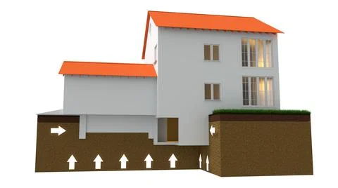 Heaving soil pressure directions on base - cgi Stock Illustration