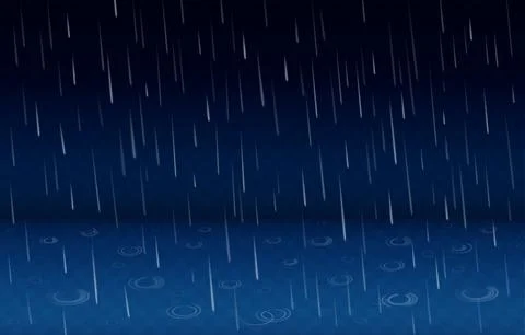 Heavy 3D rain. Rainfall ripple. Light spring rainy weather. Blurred season ha Stock Illustration