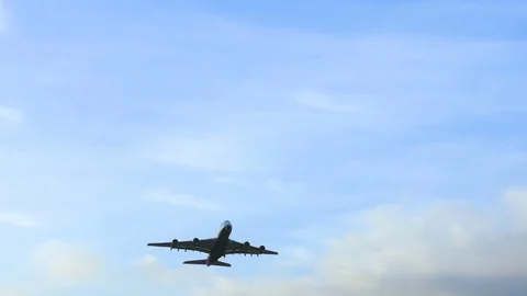 Heavy airbus plane taking off with blue sky Stock Footage 75436624