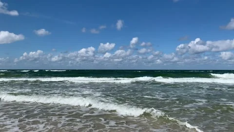 Heavy Baltic sea waves at empty Preila beach. Lithuania Stock Footage 205201323