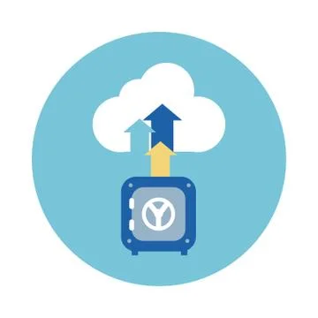 Heavy bank box with cloud block style icon Illustrazione stock