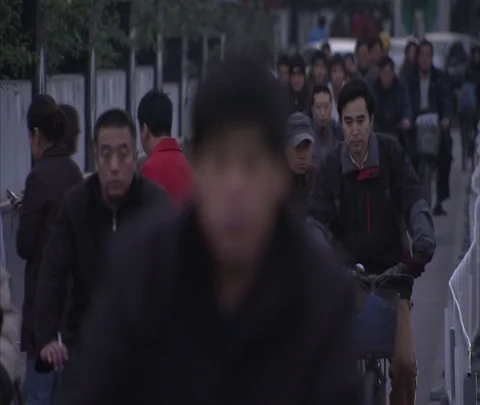 Heavy bicycle traffic coming towards camera Stock Footage 86745689