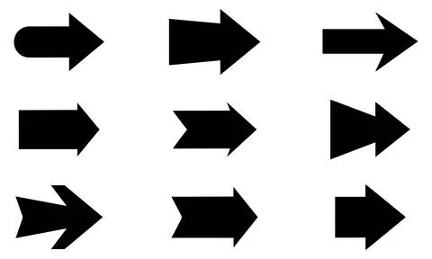 Heavy Block Right Arrow Icon Set Stock Illustration
