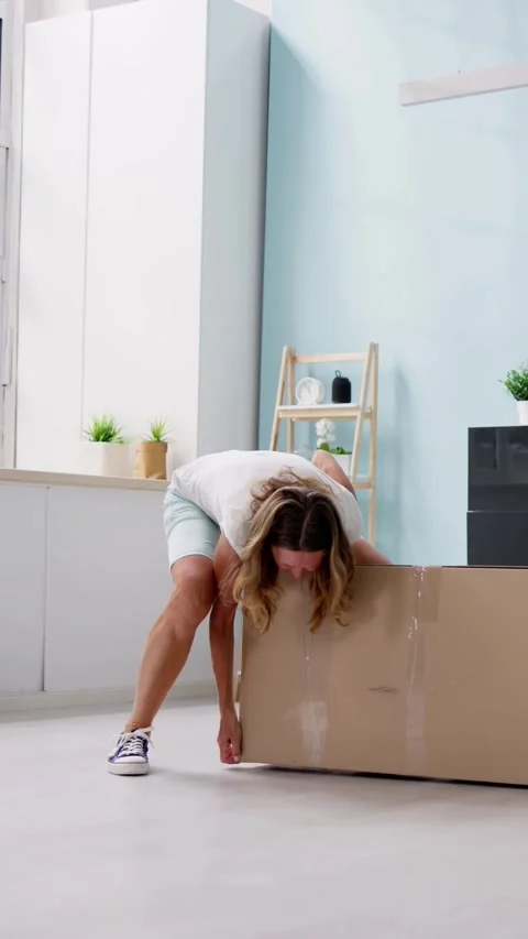 Heavy Box And Back Pain Injury Stock Footage 244968152