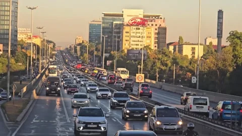 Heavy car traffic Stock Footage 317608739
