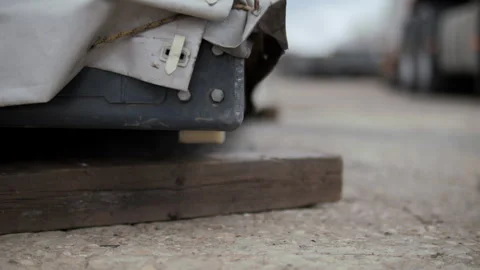 Heavy cargo placed on solid surface Stock Footage 310748846