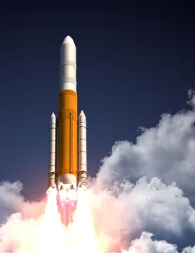 Heavy Carrier Rocket Take Off Ilustração Stock