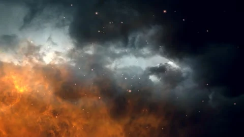 Heavy clouds floating in the sky. Flames and wind.  Clouds of smoke with sparks Stock Footage 231215647