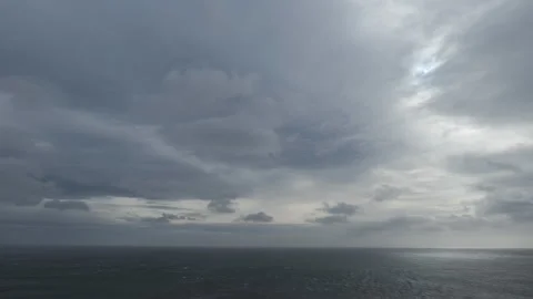 Heavy clouds over the ocean in Iceland. Stock Footage 283687198