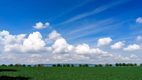 Heavy clouds passing above rural fields in South Moravia, Czech Republic. Stock Footage 89899124