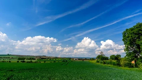 Heavy clouds passing above rural fields in South Moravia, Czech Republic. Stock Footage 89899149