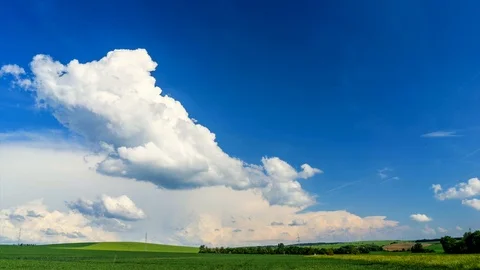 Heavy clouds passing above rural fields in South Moravia, Czech Republic. Stock Footage 89899175