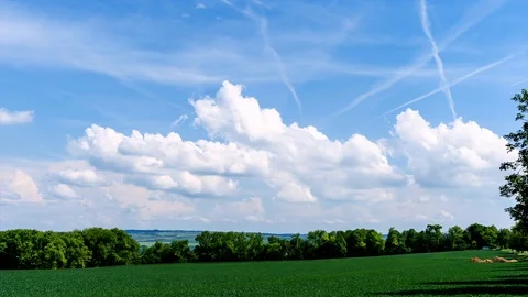 Heavy clouds passing above rural fields in South Moravia, Czech Republic. Stock Footage 89899258