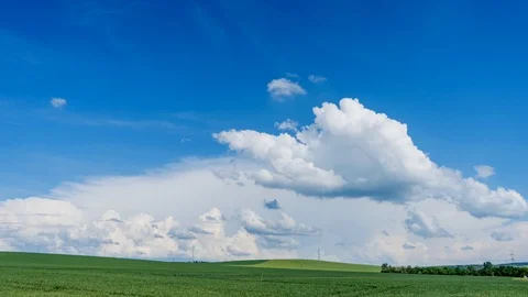 Heavy clouds passing above rural fields in South Moravia, Czech Republic. Stock Footage 89899511