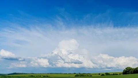 Heavy clouds passing above rural fields in South Moravia, Czech Republic. Stock Footage 89899540