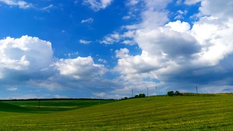 Heavy clouds passing above rural fields in South Moravia, Czech Republic. Stock Footage 89899629