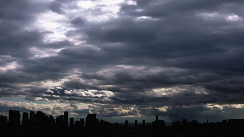 Heavy Clouds Timelapse over City Skyline GT2222 Stock Footage 163843992